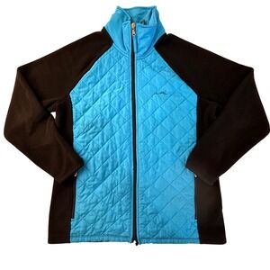 Lauren Active Ralph Lauren Quilted Fleece Hybrid Jacket Blue Black Womens Large